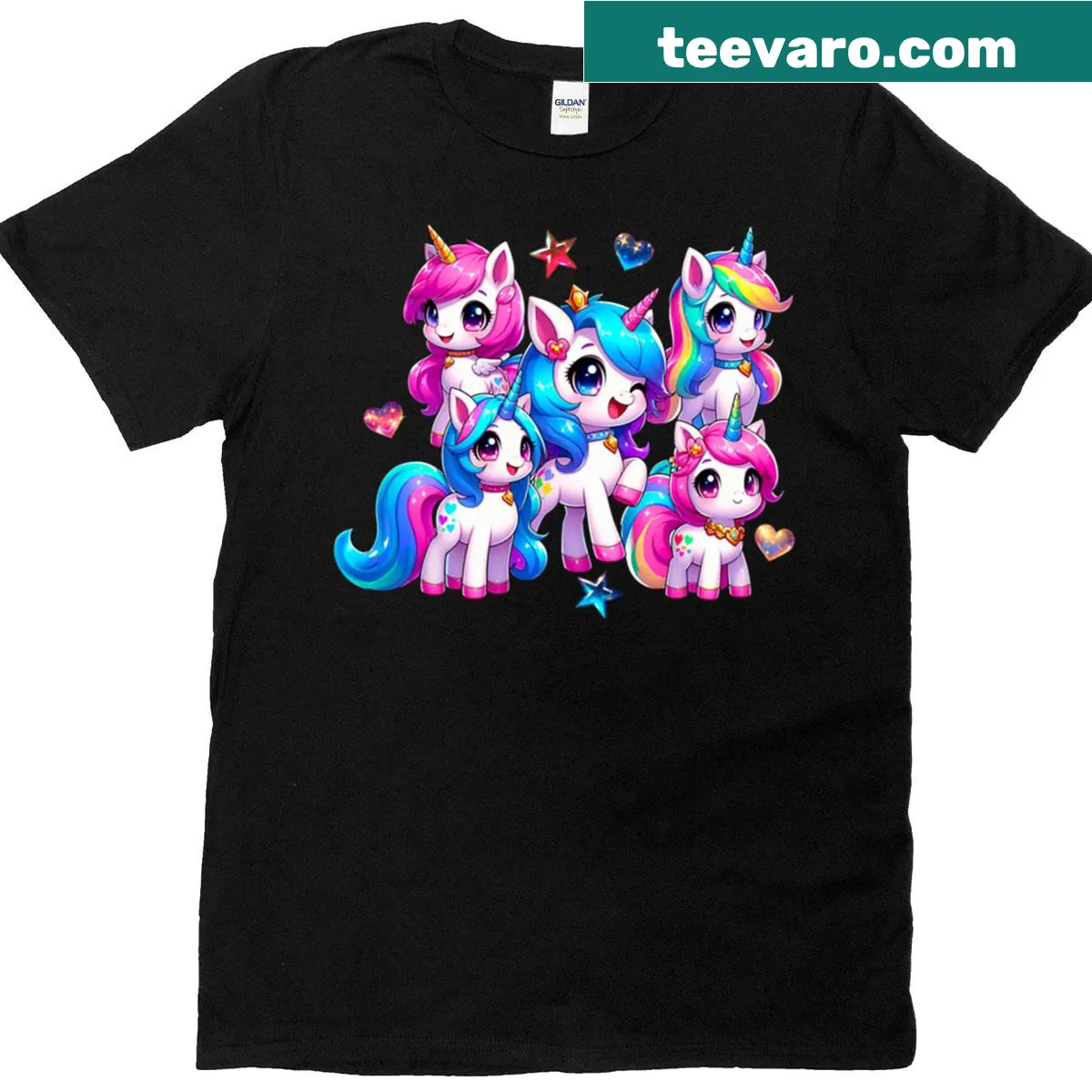 Adorable unicorn illustration graphic T-shirt — on a men's t-shirt