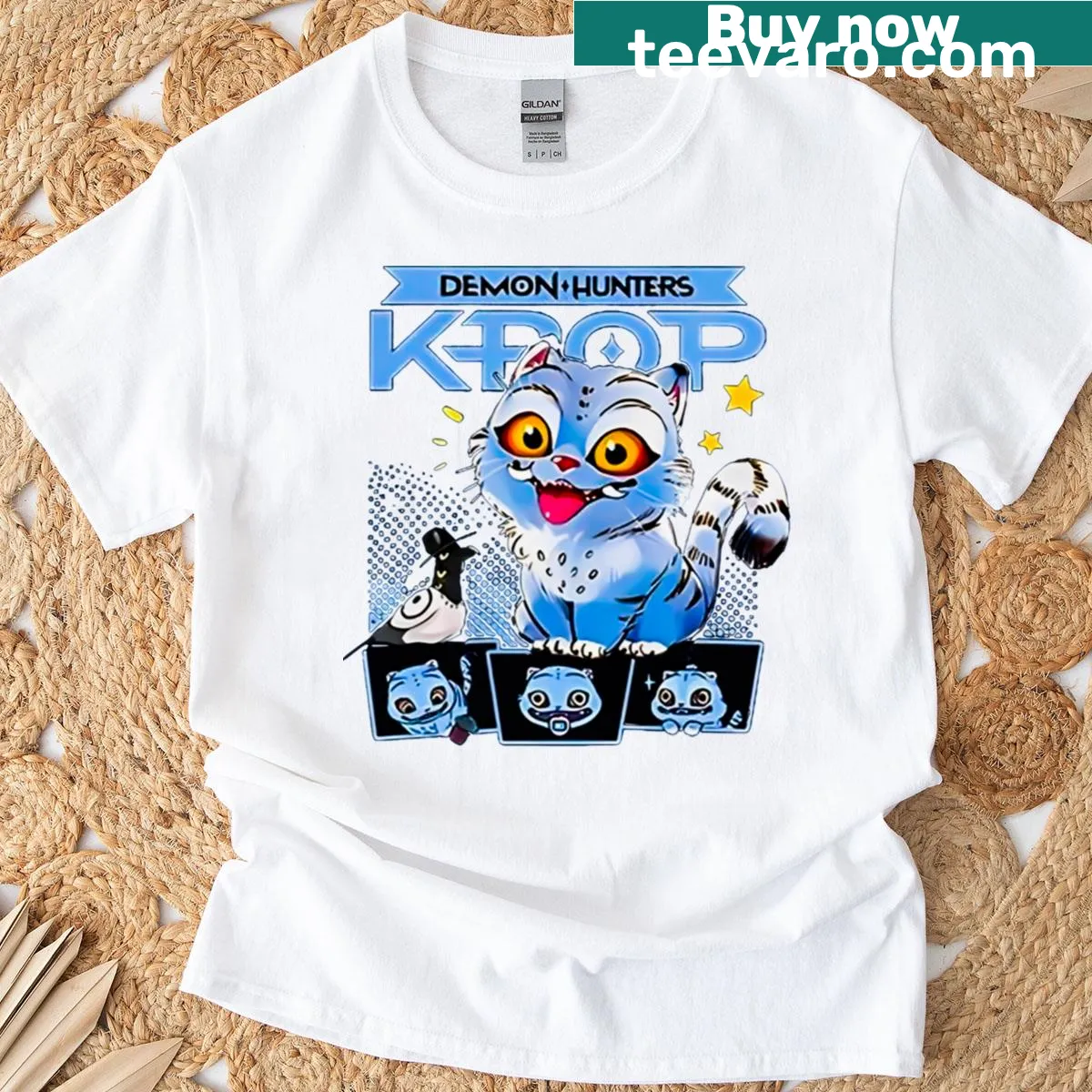 Cartoon t-shirt featuring Derpy the Tiger and a bird — on a men's t-shirt