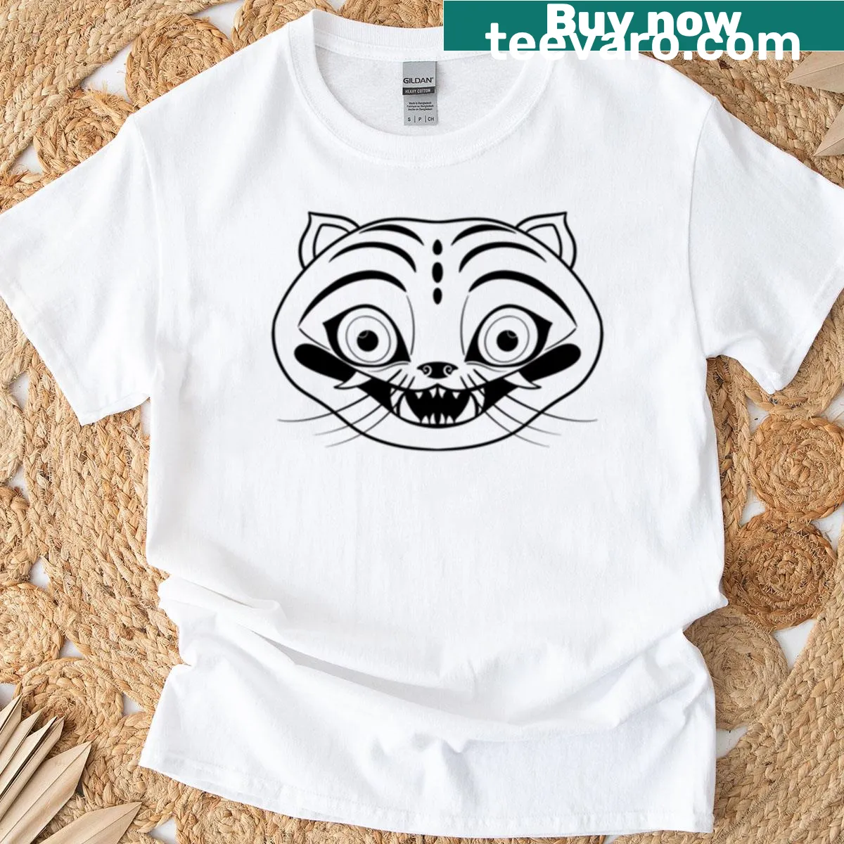 Edgy T-shirt featuring a demon tiger graphic with K-Pop influences — on a men's t-shirt