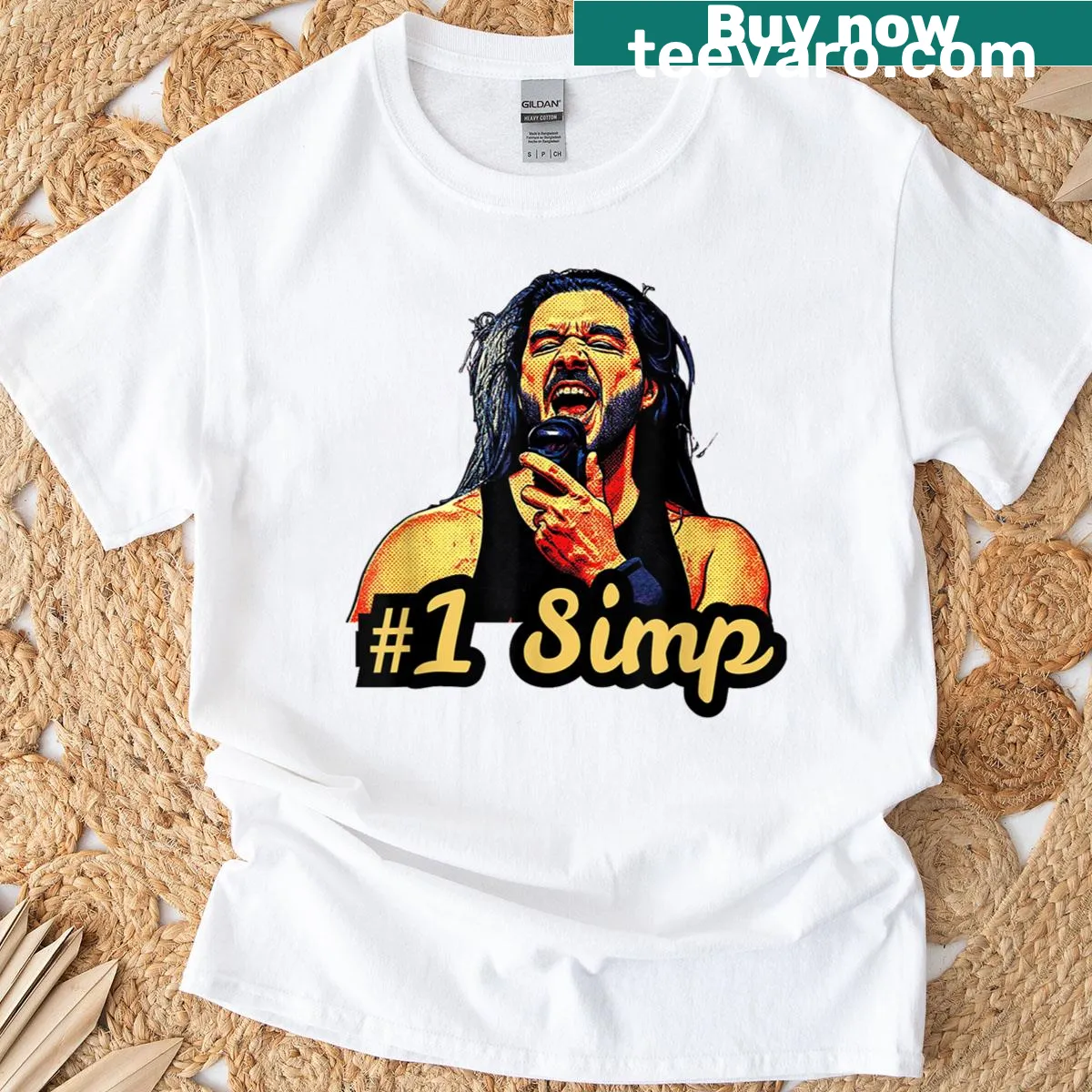 Typographic Dv Simp t-shirt — on a men's t-shirt