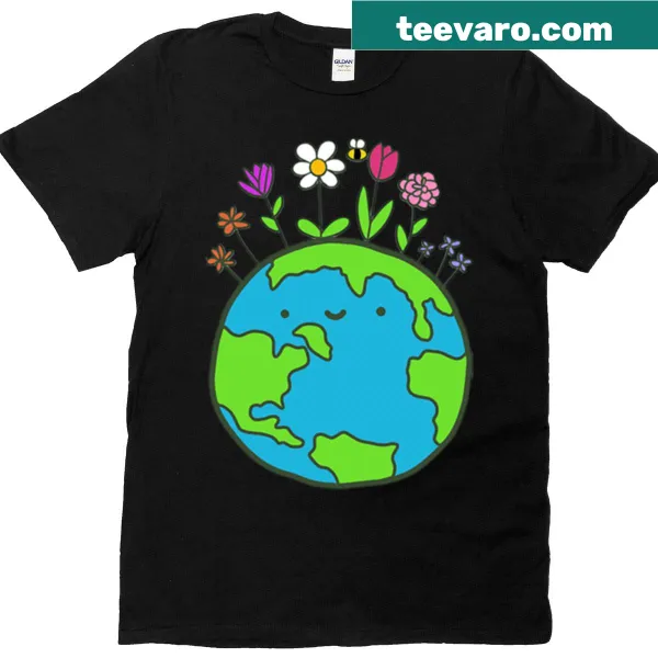 T-shirt with Earth graphic resembling a sticker design