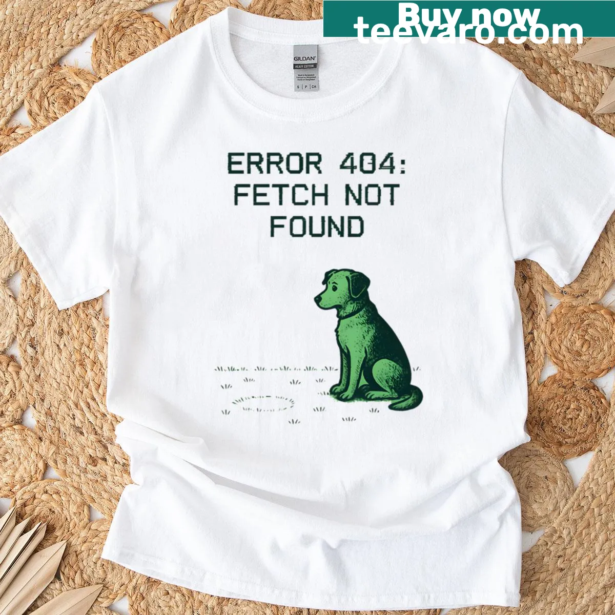 Error 404 Fetch Not Found humorous t-shirt — on a men's t-shirt