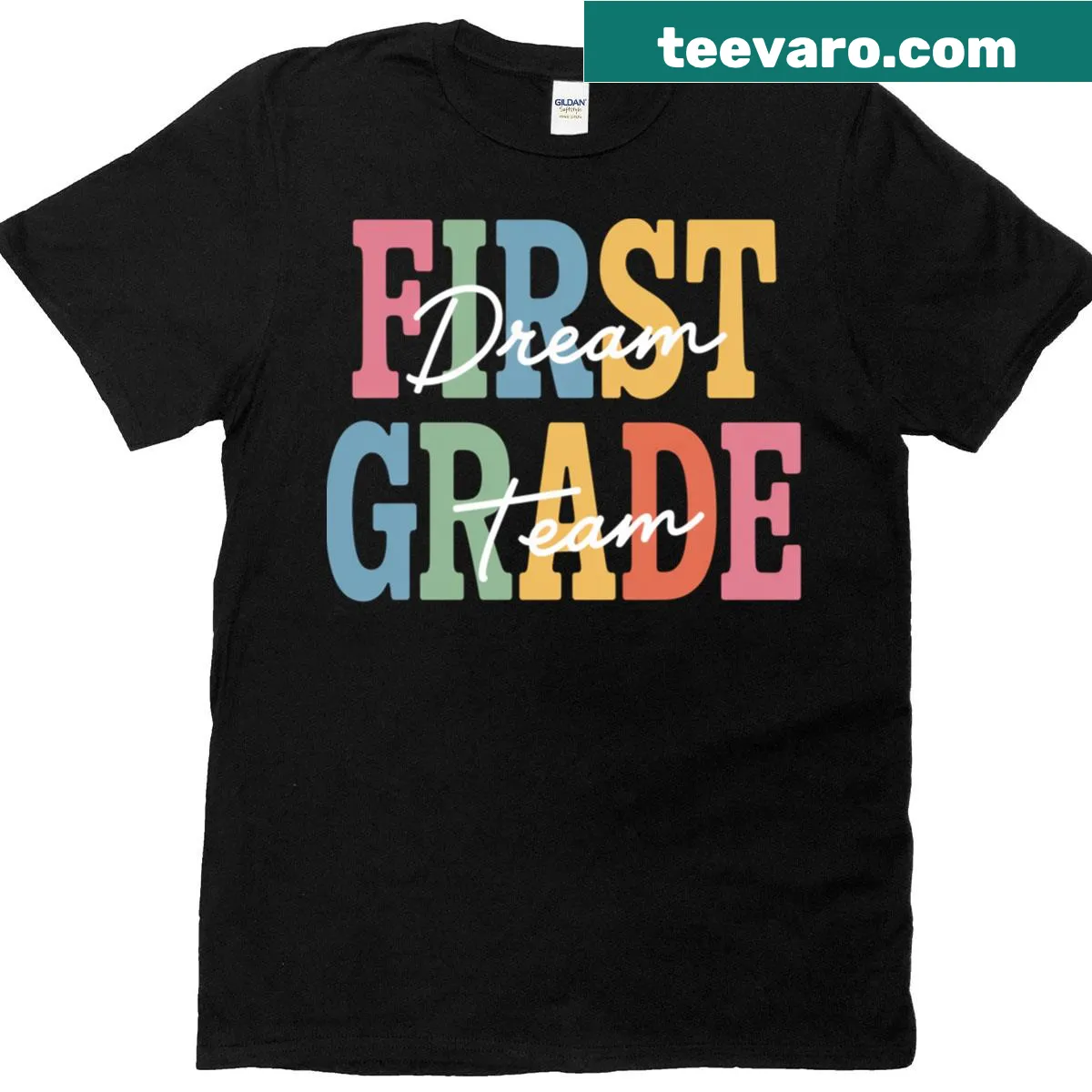 Cheerful T-shirt for first-grade teachers featuring 'Dream Team' text — on a men's t-shirt