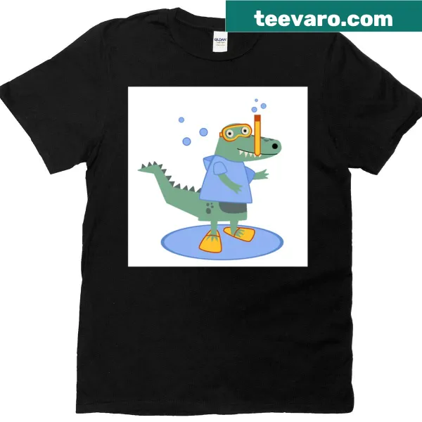 Crocodile swimming in flat design illustration on a t-shirt