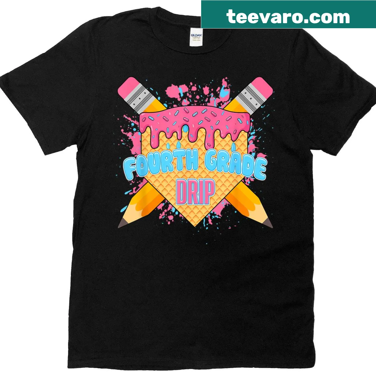 Home plate with ice cream and 'Fourth Grade Drip' text — on a men's t-shirt
