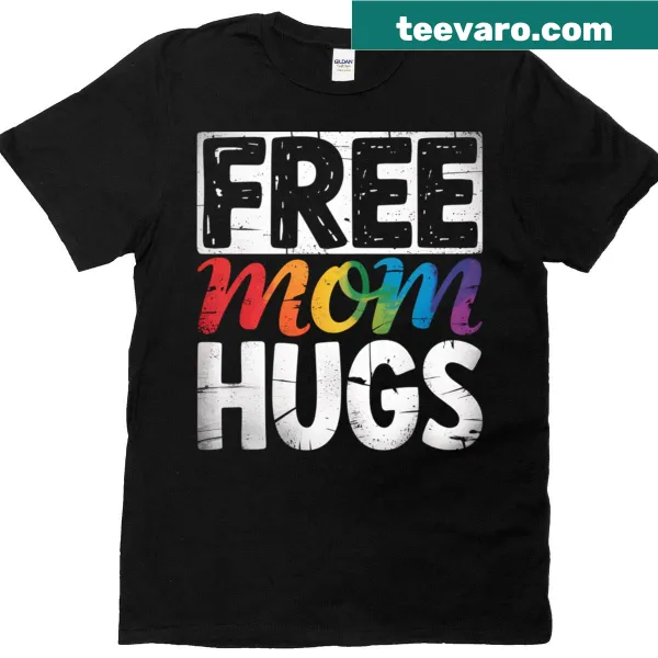 Rainbow design with 'Free Mom Hugs' text for LGBTQ+ support