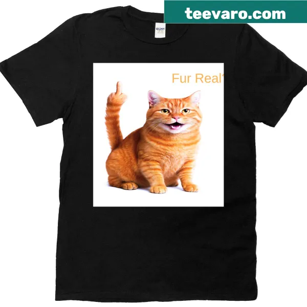 Cute orange tabby cat meme with a middle finger gesture.