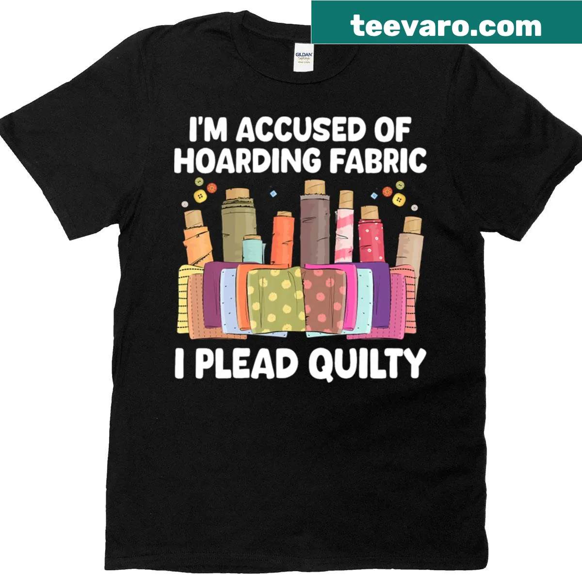 Humorous T-shirt with the phrase I Plead Quilty for quilting enthusiasts — on a men's t-shirt