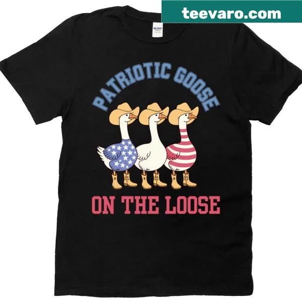 T-shirt with a funny graphic of a patriotic goose