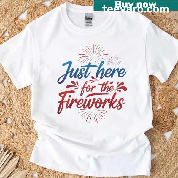 Couples t-shirt with fireworks illustration and humorous text