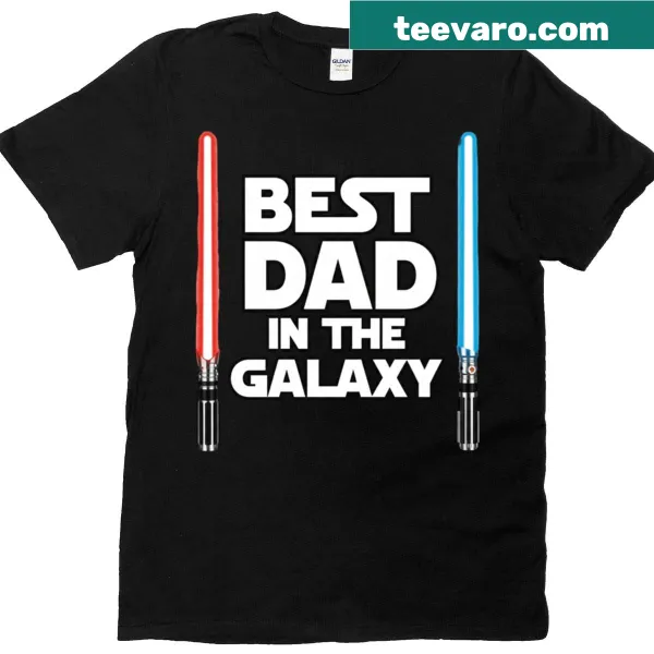 Playful Galactic Dad T-shirt featuring saber power illustrations
