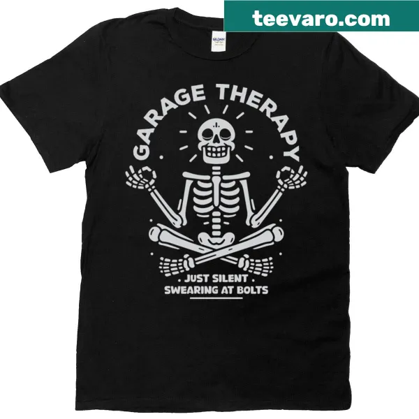 Funny Garage Therapy T-shirt with silent swearing quote