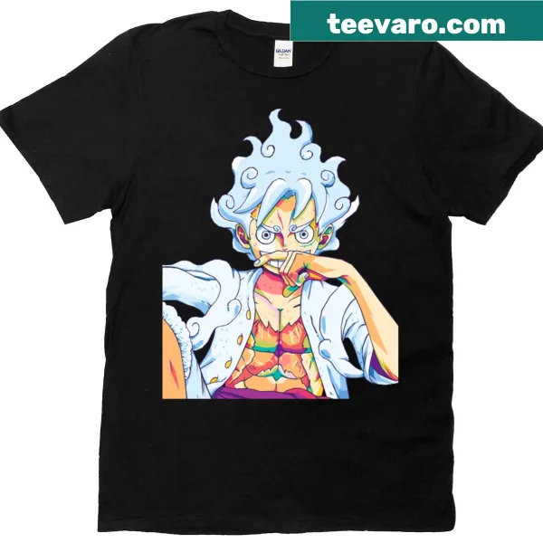 Gear 5 One Piece T-shirt featuring an anime-inspired design