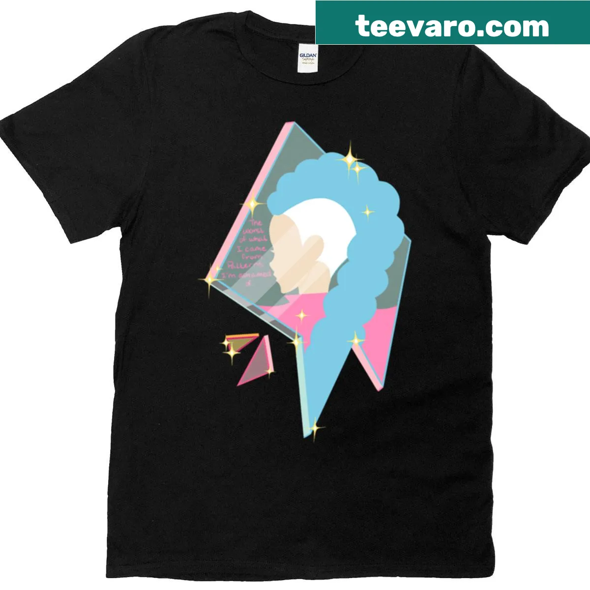 Minimalist Glass Rumi t-shirt featuring bold typography — on a men's t-shirt