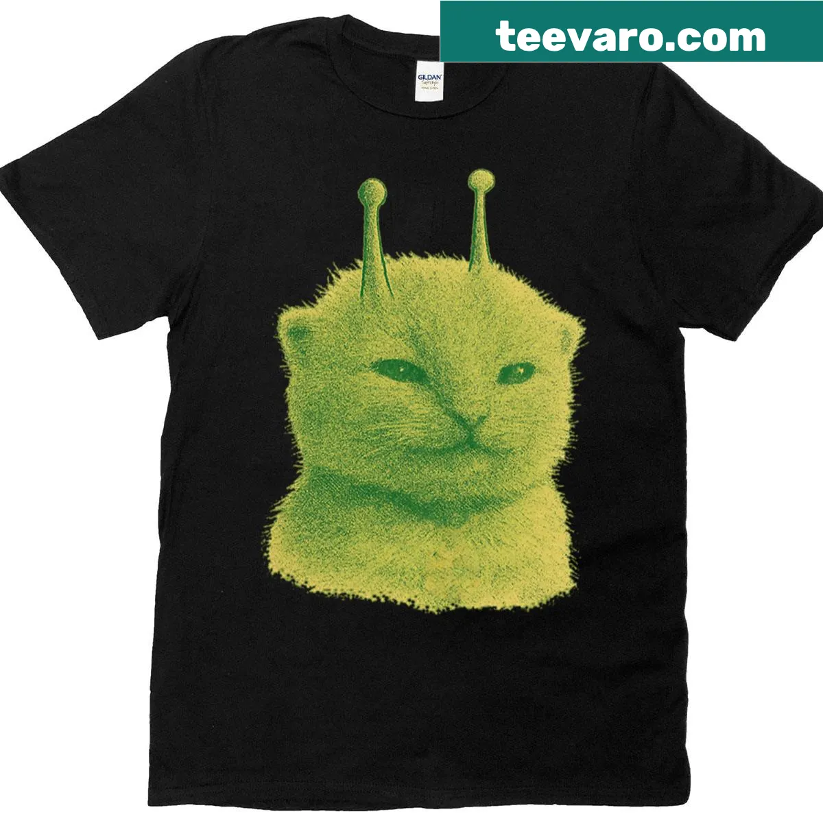 Adorable cartoon cat graphic t-shirt — on a men's t-shirt