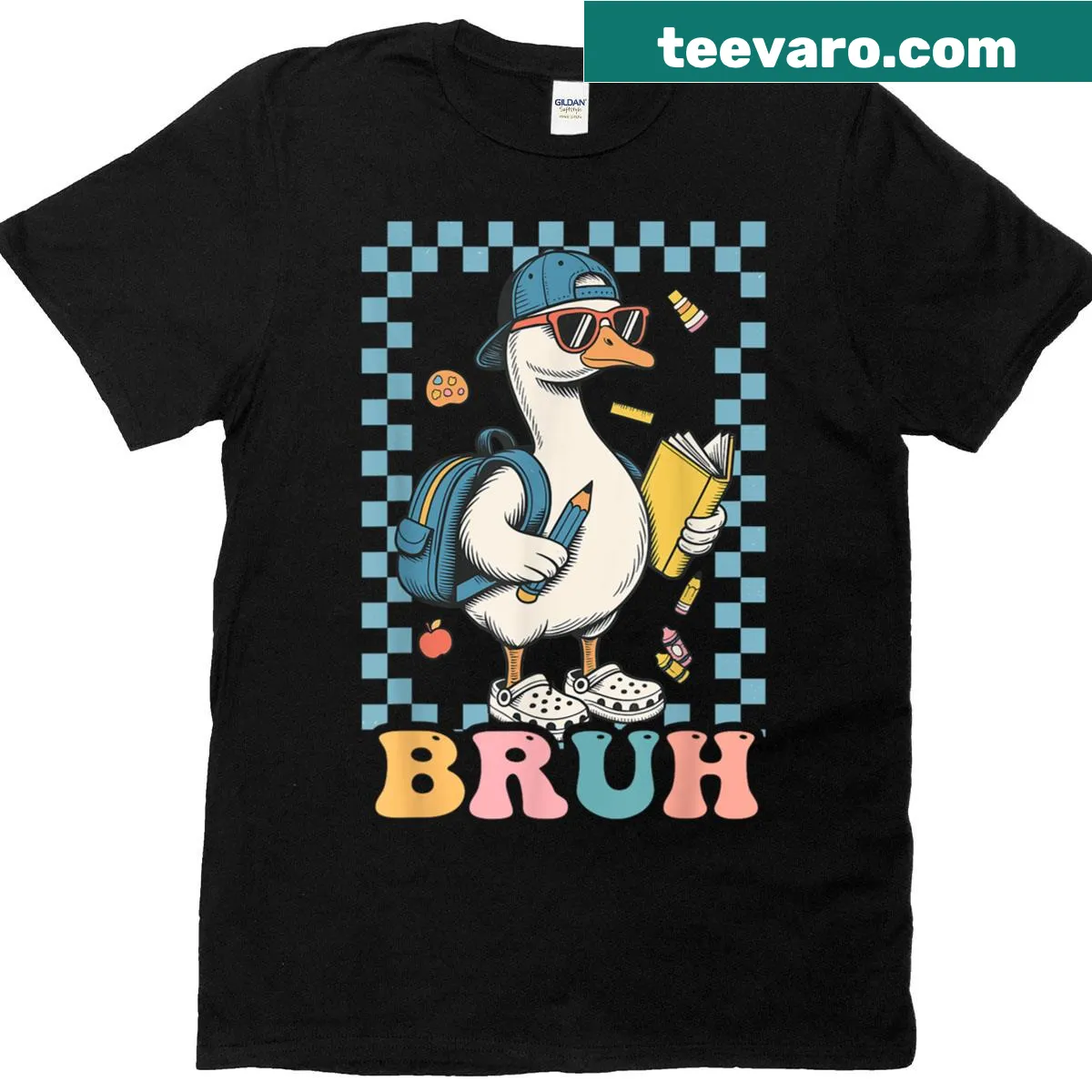 Funny back-to-school t-shirt with graphic text for boys — on a men's t-shirt