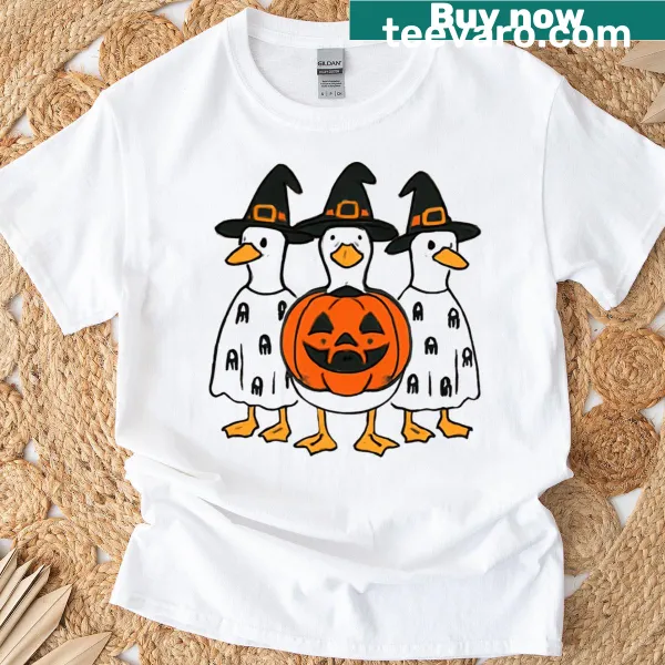 Playful Halloween-themed Goose graphic tee