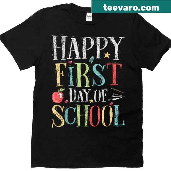 Retro graphic T-shirt celebrating the first day of school for kids