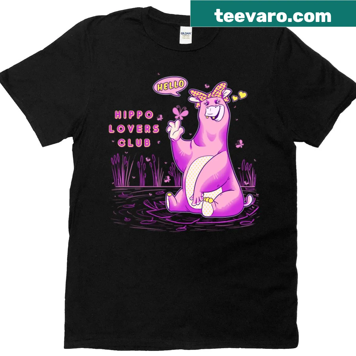 Cute cartoon hippopotamus graphic on a fun t-shirt — on a men's t-shirt