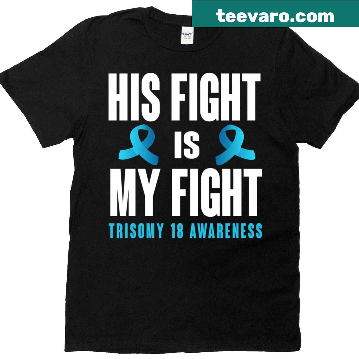 Inspirational T-shirt with the phrase 'His Fight Is My Fight' — on a men's t-shirt