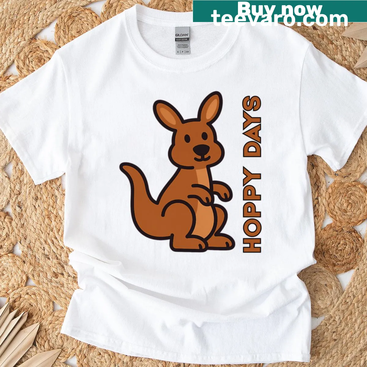 Cute cartoon kangaroo design on a playful t-shirt — on a men's t-shirt