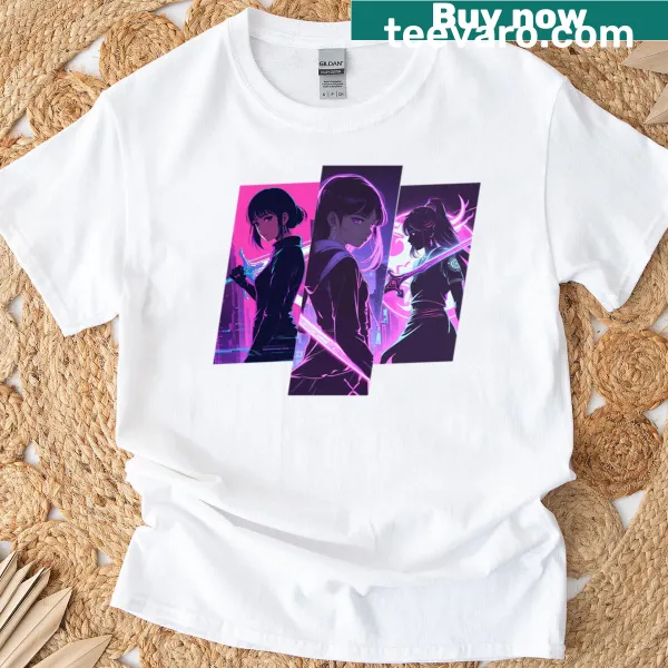 Oversized Huntrix Demon Hunters Squad t-shirt with bold graphics