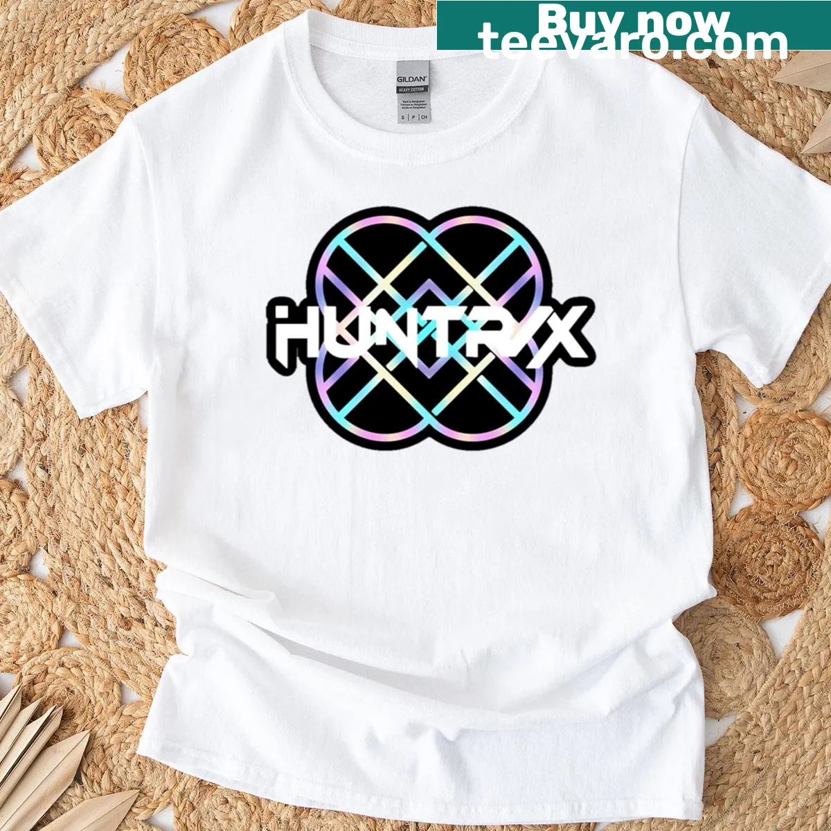 Huntrix Neon Logo T-shirt with bold graphic design — on a men's t-shirt