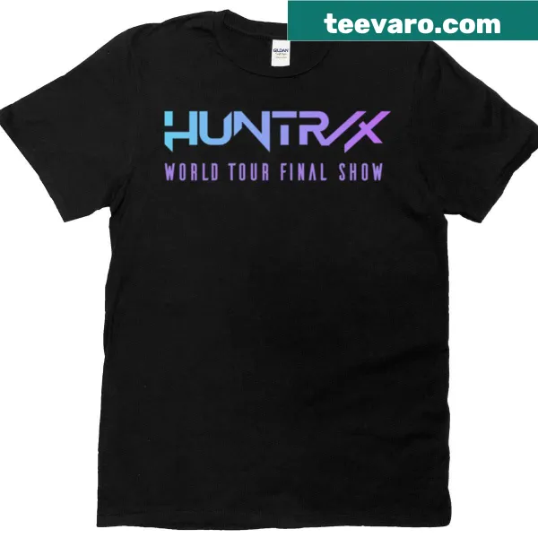 Vintage-style Huntrix World Tour t-shirt with playful music theme
