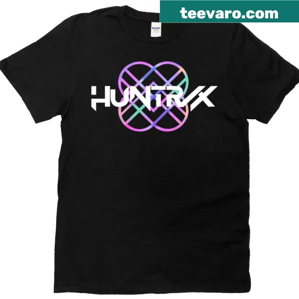 K-pop themed T-shirt featuring Huntrix logo and demon hunter imagery