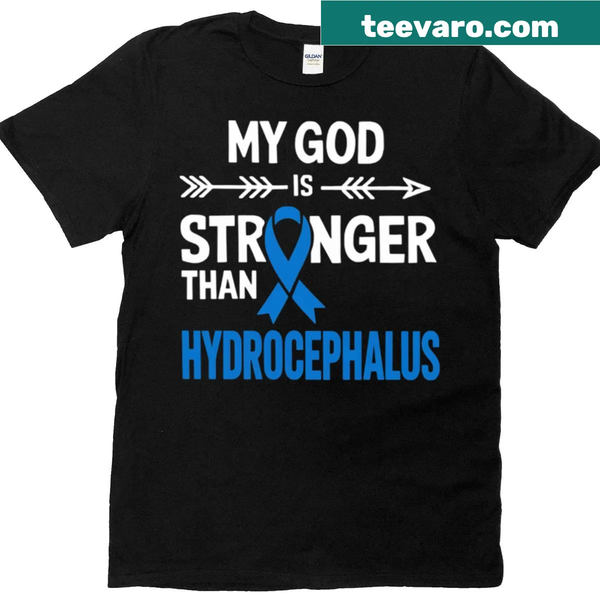 Inspirational t-shirt for hydrocephalus awareness featuring a faith-based quote — on a men's t-shirt