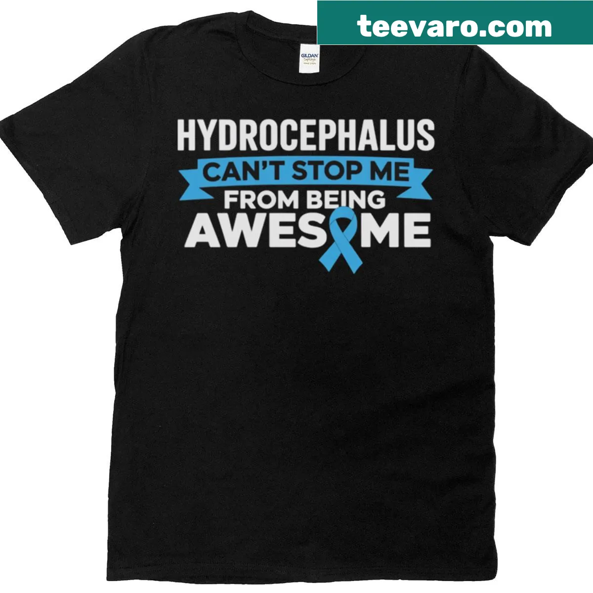 Awareness T-shirt with empowering message about hydrocephalus — on a men's t-shirt
