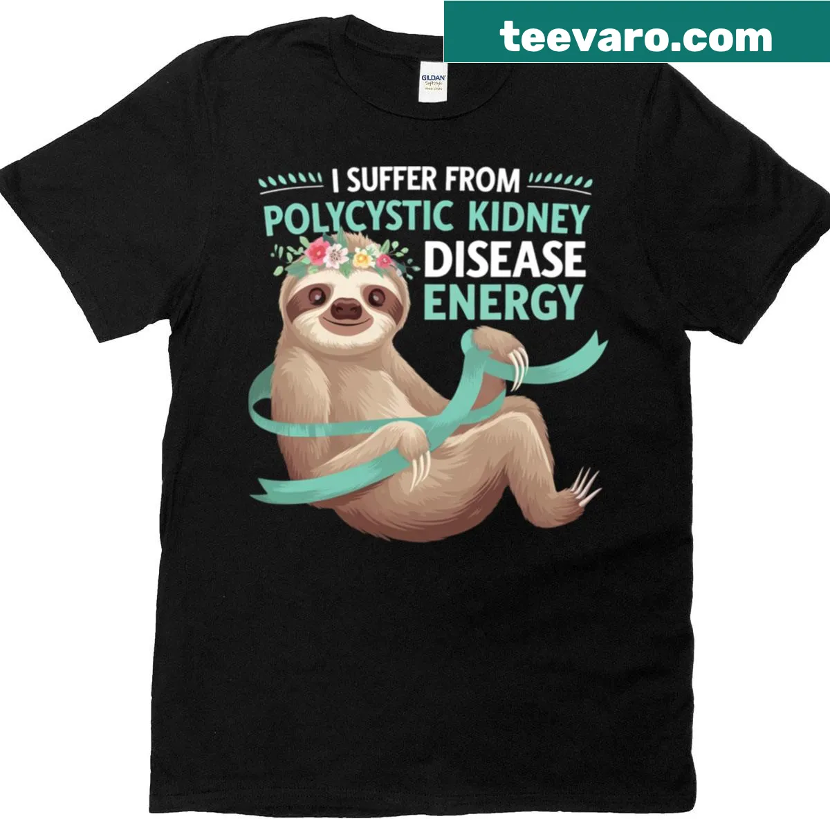 T-shirt with a message about polycystic kidney disease — on a men's t-shirt