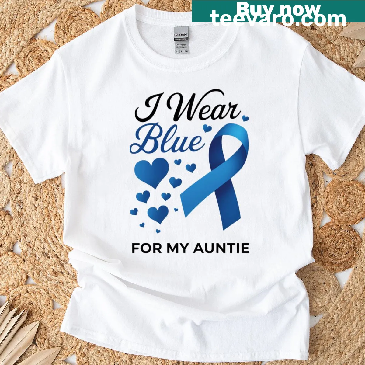 Blue shirt with text supporting Hydrocephalus awareness for aunt — on a men's t-shirt