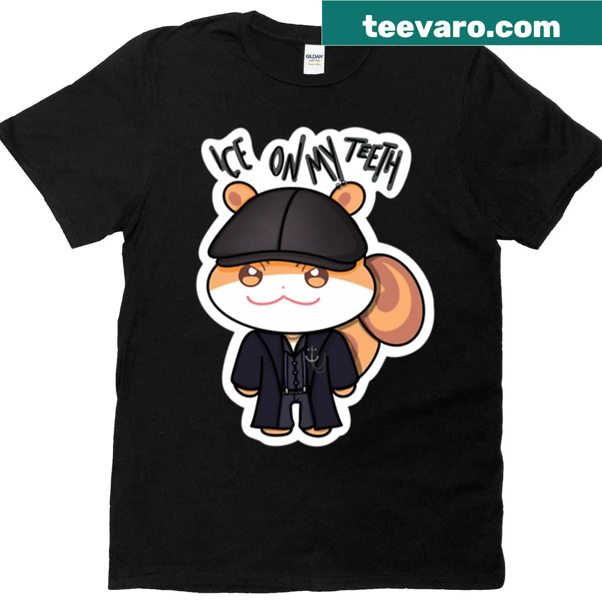 T-shirt featuring the phrase 'Ice On My Teeth' related to Ateez — on a men's t-shirt