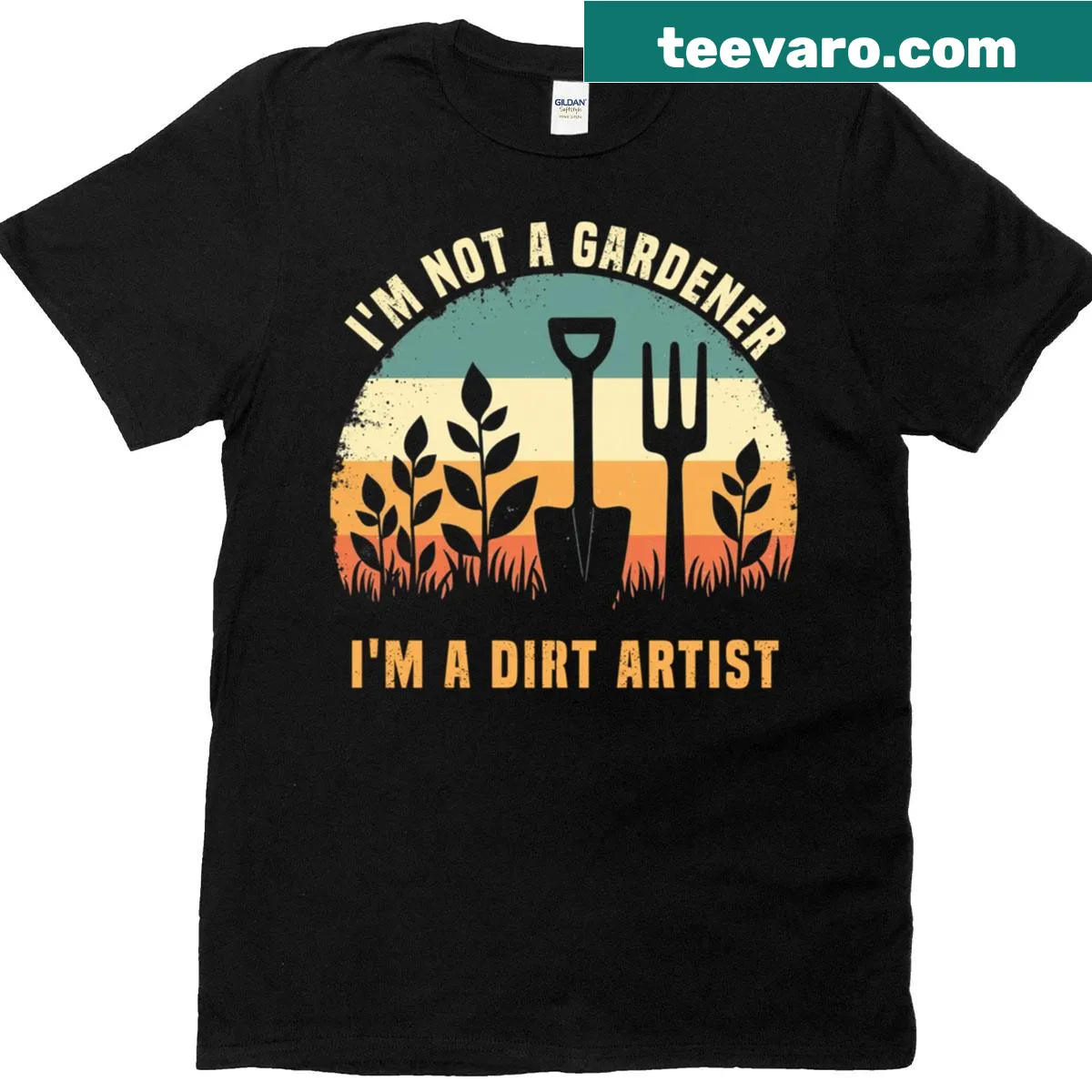 Vintage t-shirt with humorous gardening slogan and design — on a men's t-shirt