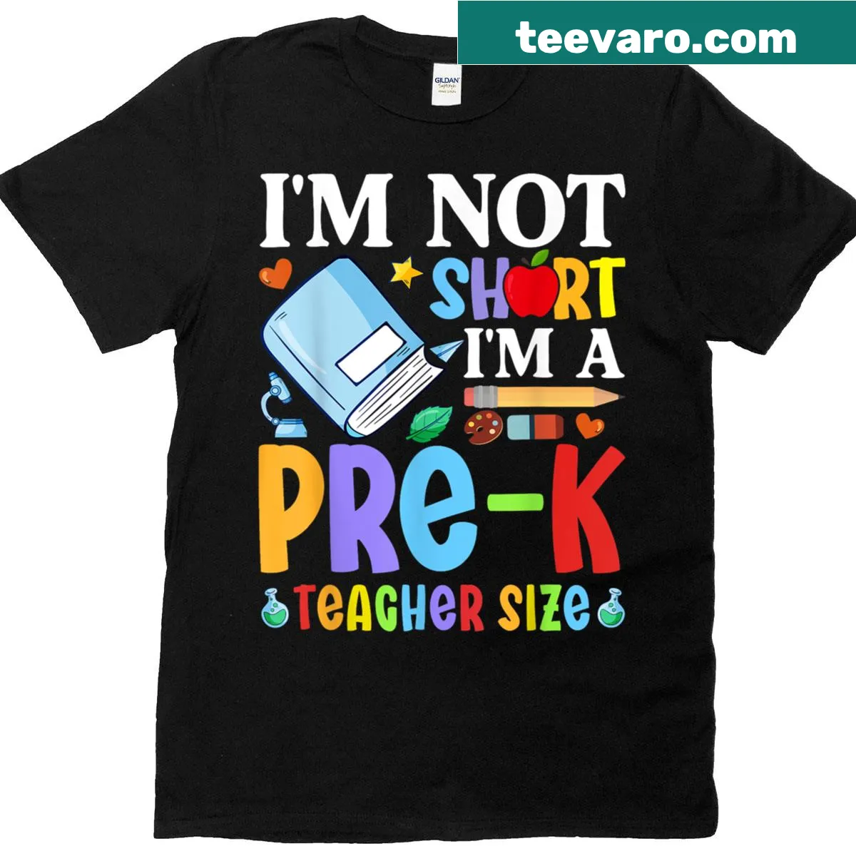 Funny Pre-k teacher t-shirt with size slogan — on a men's t-shirt