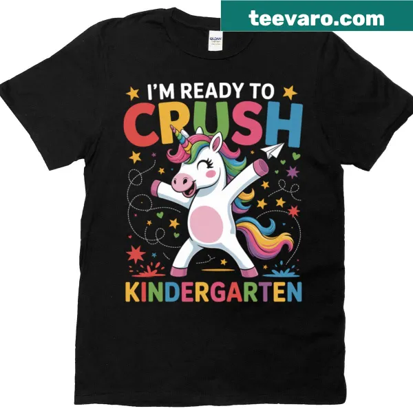 Cheerful kindergarten readiness graphic on kids T-shirt