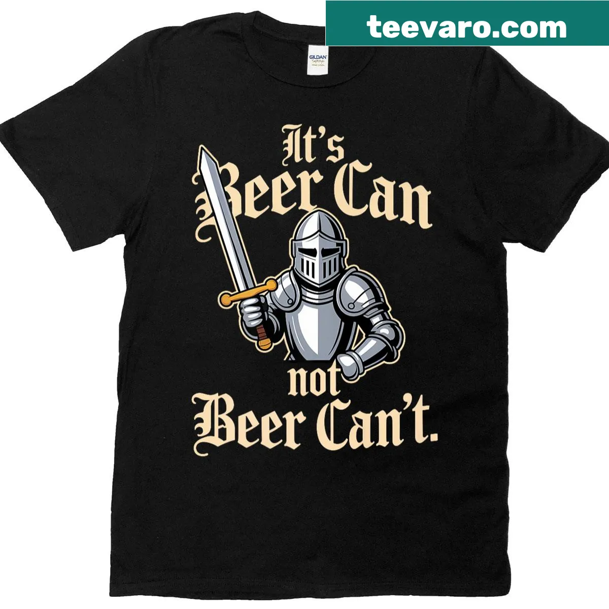 Funny t-shirt with text 'It’s Beer Can Not Beer Cant' in bold typography — on a men's t-shirt