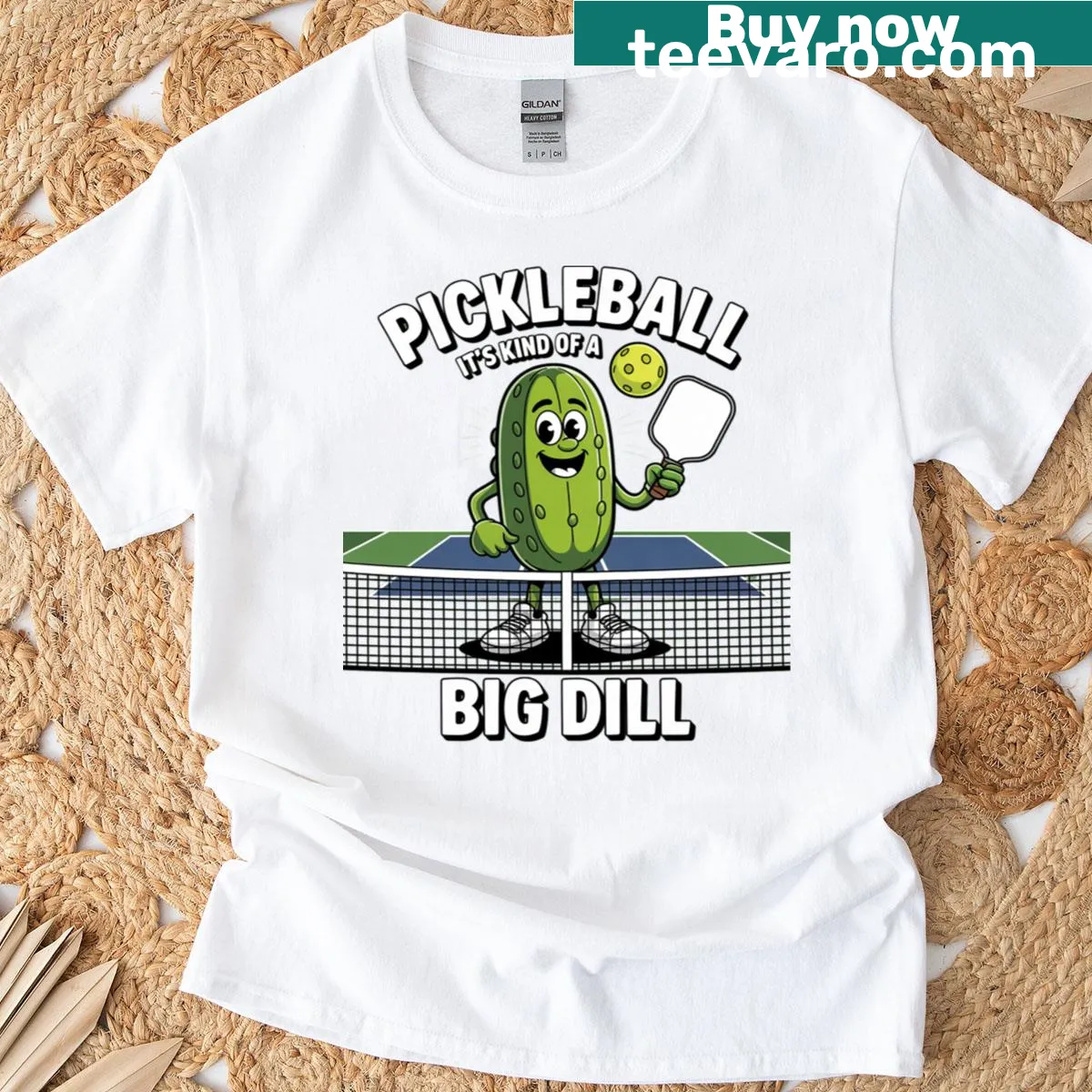 Playful T-shirt with pickleball pun design — on a men's t-shirt