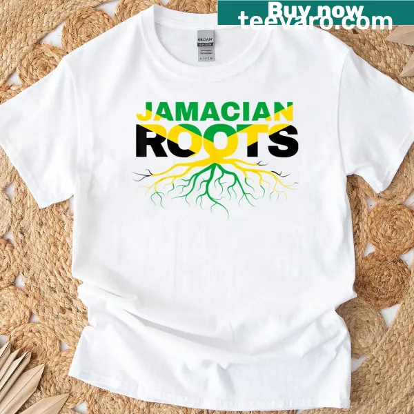 T-shirt celebrating Jamaican roots with cultural design
