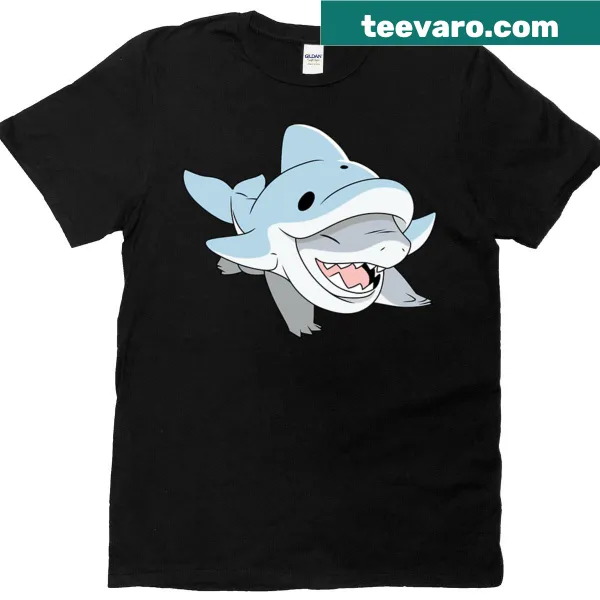 Oversized t-shirt featuring Jeff the Land Shark with a dolphin