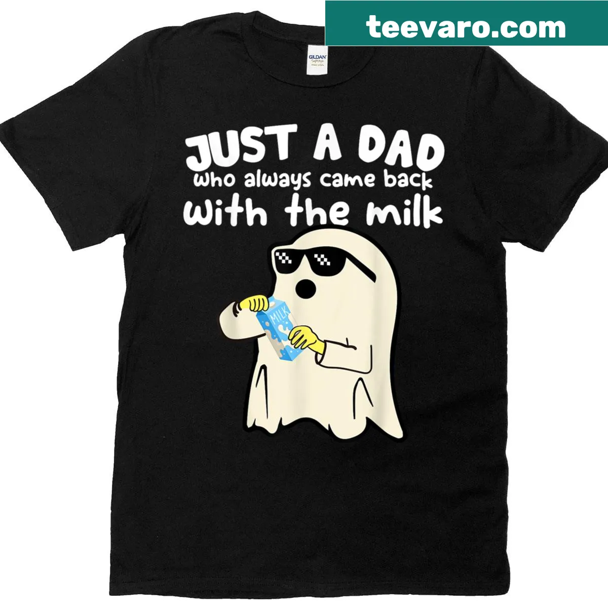 Halloween t-shirt with a ghost and humorous dad saying — on a men's t-shirt