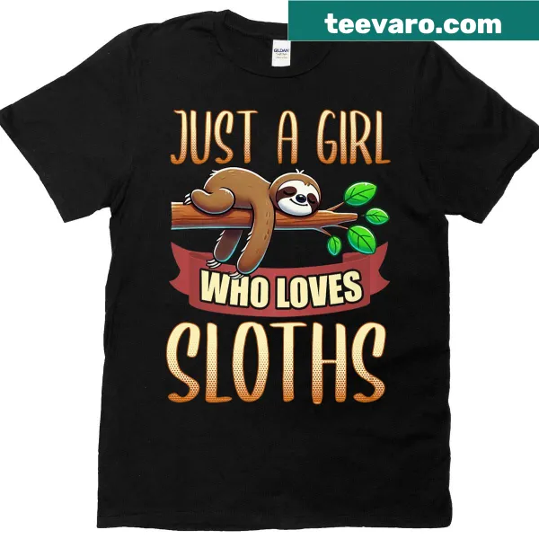 T-shirt with a cute illustration of a lazy, napping sloth