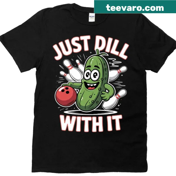 Pickle bowling humor t-shirt with a fun graphic