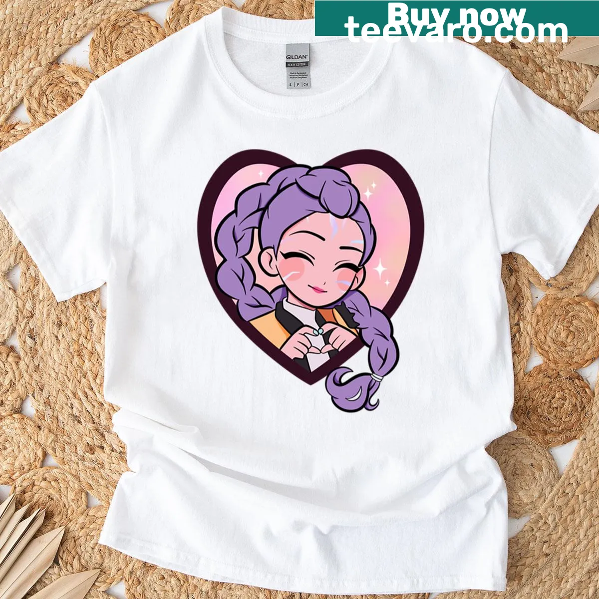Kawaii oversized T-shirt featuring Rumi with demon scars — on a men's t-shirt