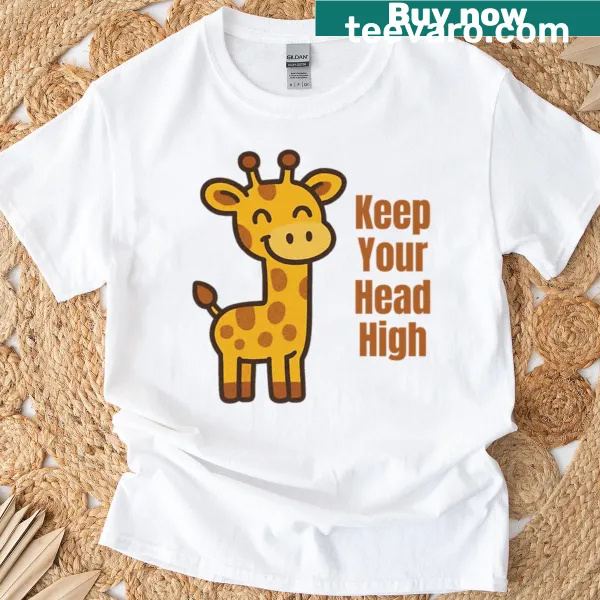 Cute cartoon giraffe illustration with an uplifting message