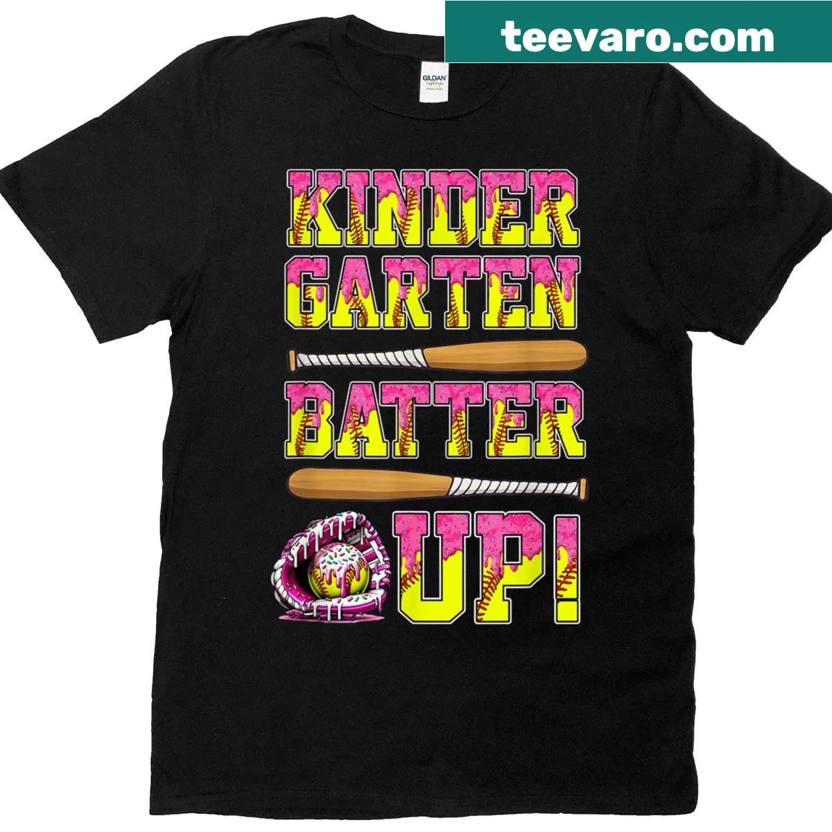 Illustrated t-shirt with softball and ice cream for kids — on a men's t-shirt