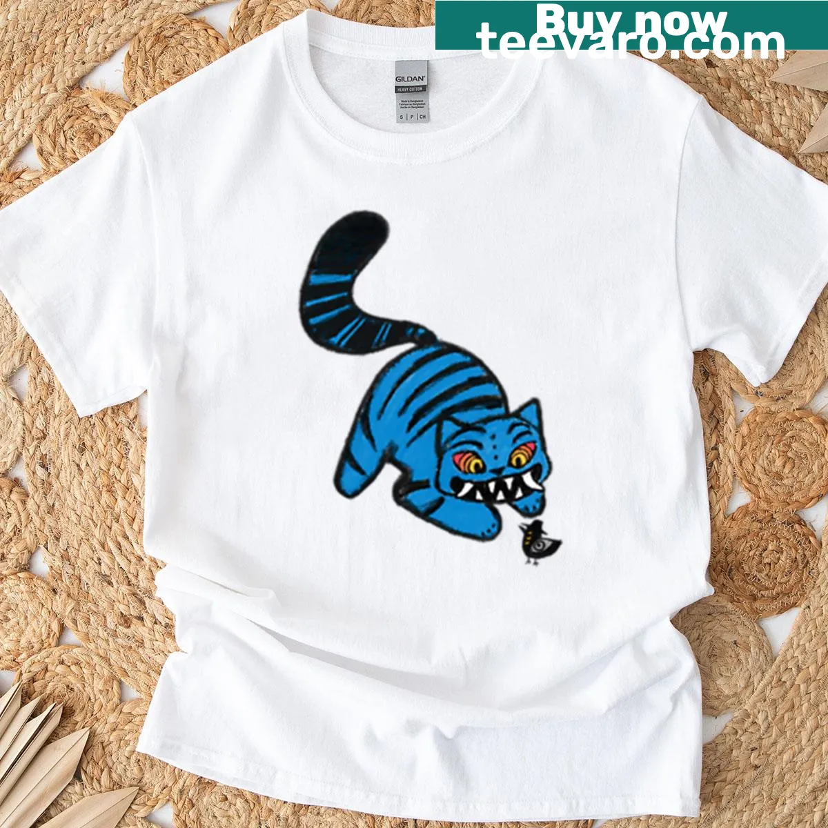 Oversized Kpop Demon Hunters t-shirt featuring Derpy the Tiger and Sussie the Bird — on a men's t-shirt