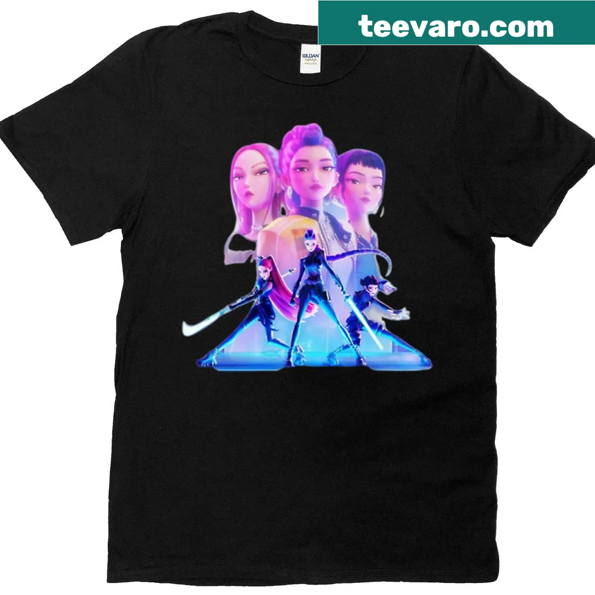 Kpop Demon Huntrix T-shirt with a fantasy-themed graphic — on a men's t-shirt
