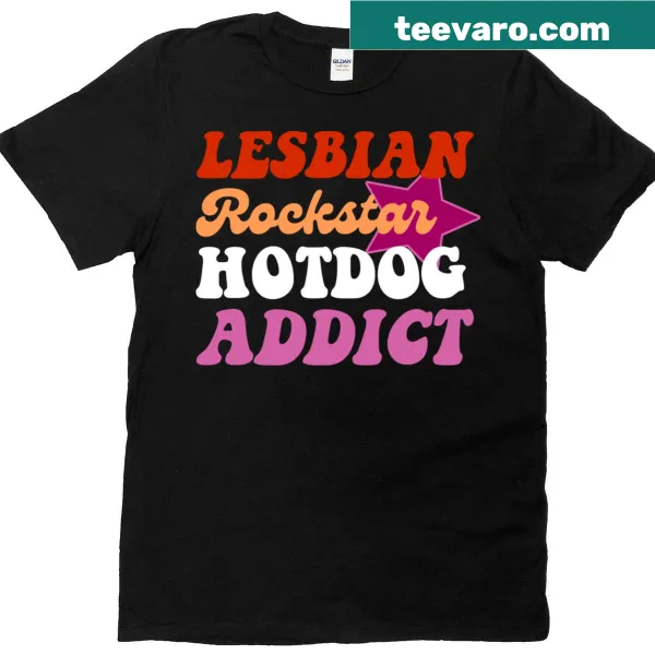 Cartoon hotdog-loving rockstar design on a T-shirt